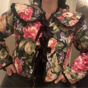 Vintage Upcycled Cropped Quilted Floral Jacket